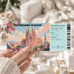 Editable Spain Boarding Pass Template: Trip Surprise Gift Ticket (Instand Download)