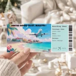 Editable St. Martin Boarding Pass Template: Trip Surprise Gift Ticket (Instand Download)