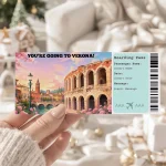 Editable Verona Italy Boarding Pass Template: Trip Surprise Gift Ticket (Instand Download)