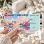 Editable Washington DC Boarding Pass Template: Trip Surprise Gift Ticket (Instand Download)
