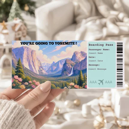 Editable St. Lucia Boarding Pass Template, St. Lucia Surprise Gift Ticket, Printable Plane Ticket, Printable getaway voucher, Surprise Travel Reveal, Flight Ticket, Canva Template, tunnel view yosemite