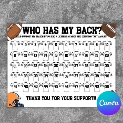 Editable Football Fundraiser Template Who Has My Back