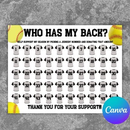 Editable Softball Fundraiser Template Who Has My Back