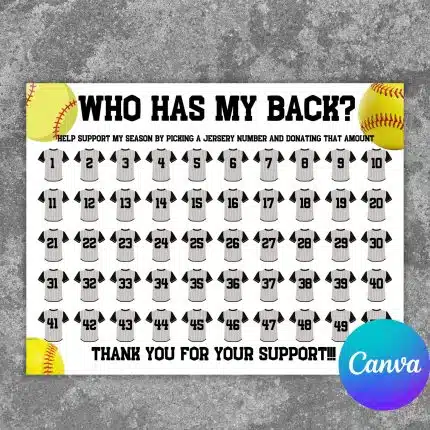Editable Softball Fundraiser Template Who Has My Back