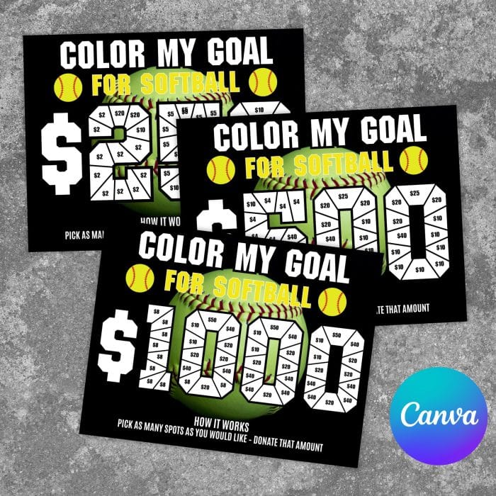Editable Softball Team Fundraiser Template Color My Goal